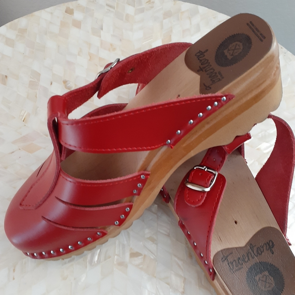 Red comfortable clogs